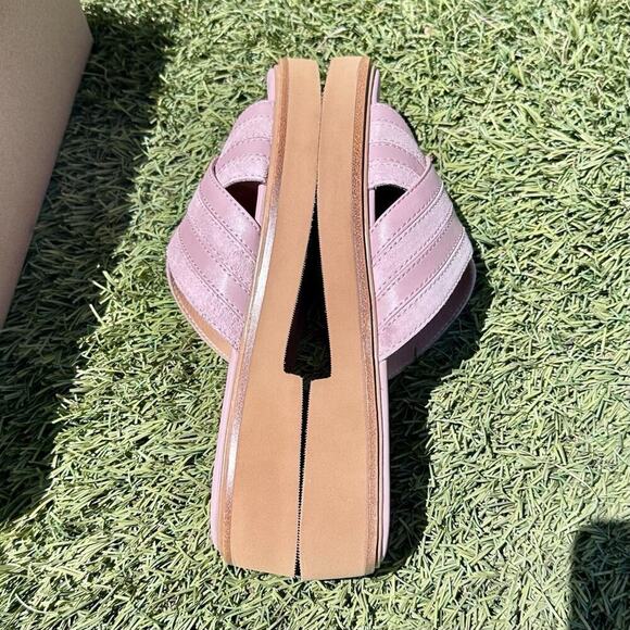 NIB Madewell Pieced Crisscross Slides in Suede Sandals Pink Size 9 Girlcore - Picture 5 of 8